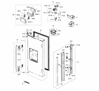 Refrigerator Door L Diagram and Parts List for RF267ACWP XAA-0000 Samsung Refrigerator