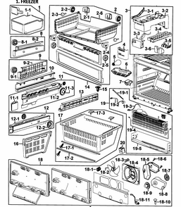 Freezer Diagram and Parts List for RF266ADWP XAA-0000 Samsung Refrigerator