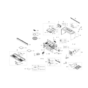 Main Assembly Diagram and Parts List for ME16K3000AB AA-0000 Samsung Microwave