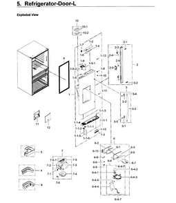Fridge Door L Diagram and Parts List for RF22KREDBSR AA-0002 Samsung Refrigerator