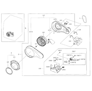 Motor Duct Diagram and Parts List for DV405GTPAWR AA-0000 Samsung Dryer