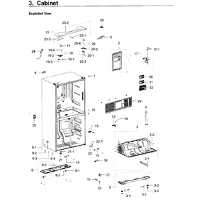 Cabinet Diagram and Parts List for RF23J9011SG AA-05 Samsung Refrigerator