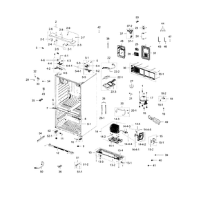 Cabinet Diagram and Parts List for RFG237AARS XAA-03 Samsung Refrigerator