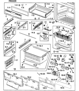 Freezer Diagram and Parts List for RFG295AARS XAA-0000 Samsung Refrigerator