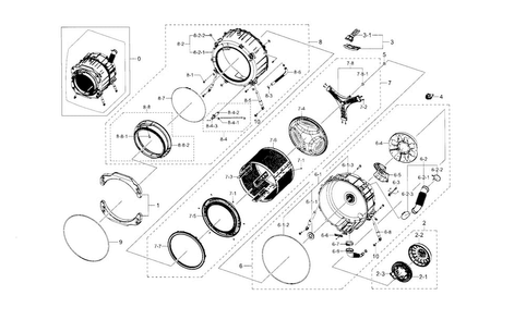 Tub & Drum Diagram and Parts List for WF330ANB XAA-0007 Samsung Washer