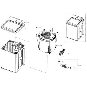 Main Section Diagram and Parts List for WA48J7770AP A2-01 Samsung Washer