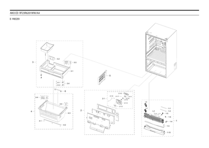 Freezer Parts Diagram and Parts List for RF23R6201WW AA-00 Samsung Refrigerator