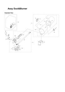Duct And Burner Assembly Diagram and Parts List for DV337AGG XAA-01 Samsung Dryer