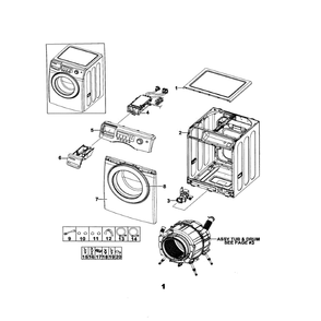 Main Assembly Diagram and Parts List for WF206BNW XAA-00 Samsung Washer