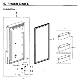Freezer Door L Diagram and Parts List for RF28K9580SR AA-01 Samsung Refrigerator