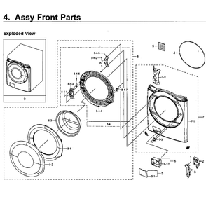 Door Diagram and Parts List for WF45M5500AW A5-0000 Samsung Washer