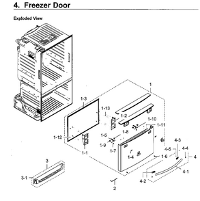 Freezer Door Diagram and Parts List for RF28HFEDBWW AA-0011 Samsung Refrigerator