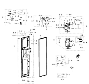 Left Door Diagram and Parts List for RH29H9000SR AA-0001 Samsung Refrigerator