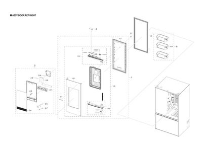 Right Refrigerator Door Parts Diagram and Parts List for RF28T5F01SR AA-00 Samsung Refrigerator