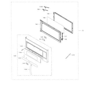 Door Diagram and Parts List for ME20H705MSS AA-0001 Samsung Microwave