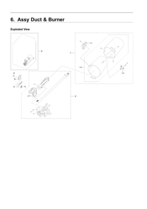Duct And Burner Assembly Diagram and Parts List for DVG54R7600V A3-00 Samsung Dryer