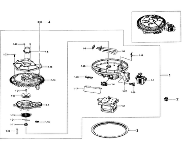 Pump Assy Diagram and Parts List for DW80F600UTS AA-0000 Samsung Dishwasher