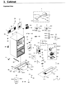Cabinet Diagram and Parts List for RF22KREDBSG AA-0001 Samsung Refrigerator