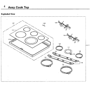 Cooktop Diagram and Parts List for NE59M4310SW AA-0000 Samsung Microwave Oven Combo