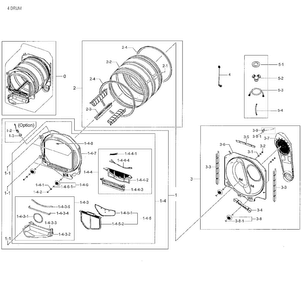 Drum Parts Diagram and Parts List for DV48H7400GW A2-0000 Samsung Dryer