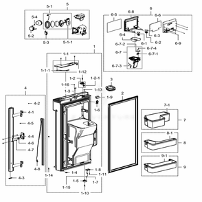 Fridge Door L Diagram and Parts List for RF28K9380SR (AA)(0003) Samsung Refrigerator