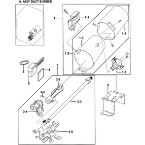 Heater Assembly Diagram and Parts List for DV338AGB XAA-0000 Samsung Dryer