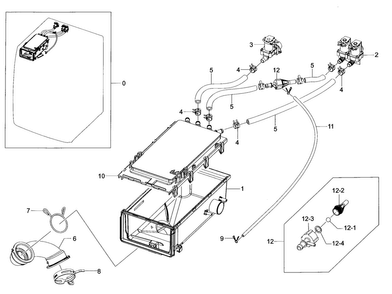 Housing-drawer Diagram and Parts List for WF36J4000AW A2-0000 Samsung Washer