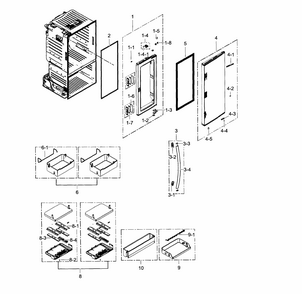 Fridge Door R Diagram and Parts List for RF30HDEDTSR AA-0001 Samsung Refrigerator