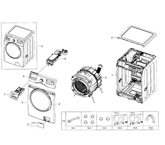 Main Section Diagram and Parts List for WF350ANR XAA-0004 Samsung Washer
