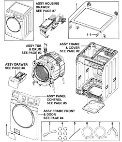 Main Assy Diagram and Parts List for WF448AAP XAA-0008 Samsung Washer
