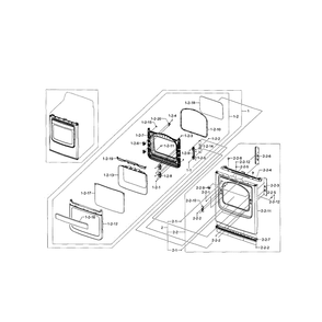 Front And Door Diagram and Parts List for DV5471AEP XAA-03 Samsung Dryer