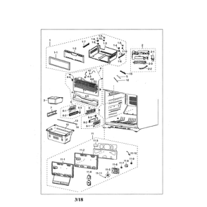 Freezer Diagram and Parts List for RF18HFENBSR AA-0000 Samsung Refrigerator