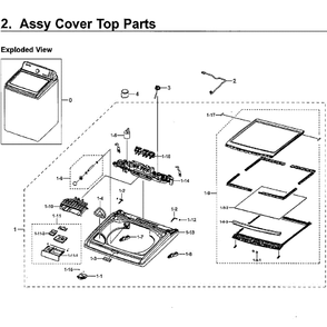 Top Assembly Diagram and Parts List for WA45M7050AW A4-0000 Samsung Washer