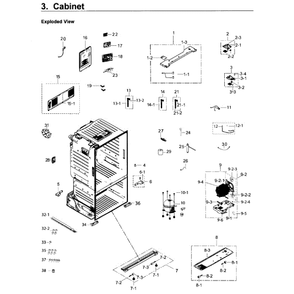 Cabinet Diagram and Parts List for RF26J7500BC AA-01 Samsung Refrigerator