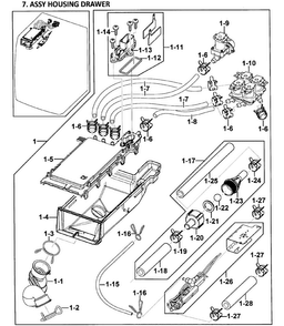 Drawer Housing Diagram and Parts List for WF419AAU XAA-00 Samsung Washer