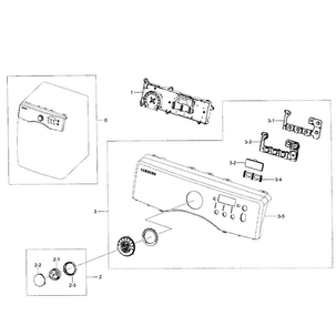 Control Panel Diagram and Parts List for DV231AEW XAA-0001 Samsung Dryer