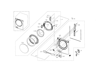 Frame Front & Door Diagram and Parts List for WF448AAE XAA-0002 Samsung Washer