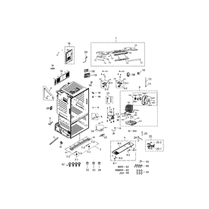Cabinet Diagram and Parts List for RF220NCTASP AA-0001 Samsung Refrigerator