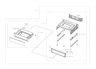 Drawer Parts Diagram and Parts List for NE594R0ABSR AA-00 Samsung Range