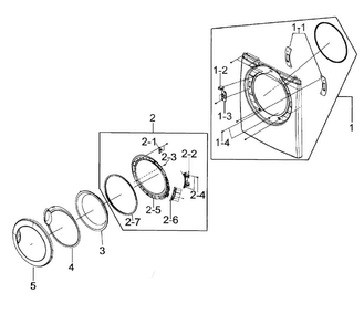 Front Assy Diagram and Parts List for DV206AES XAA-00 Samsung Dryer