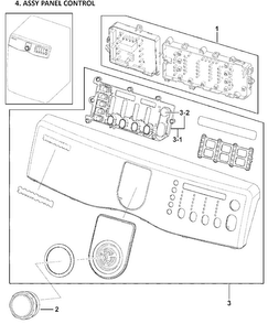 Control Panel Diagram and Parts List for DV409AEW XAA-0000 Samsung Dryer
