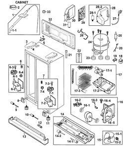 Cabinet Diagram and Parts List for RS267LASH XAA-0000 Samsung Refrigerator