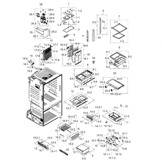 Fridge Diagram and Parts List for RF263BEAESR AA-0001 Samsung Refrigerator