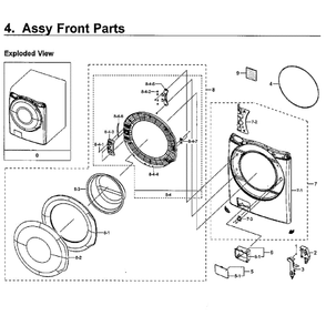Door Diagram and Parts List for WF45M5500AP A5-0011 Samsung Washer