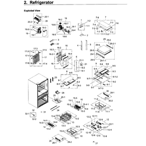 Fridge Diagram and Parts List for RF22KREDBSG AA-02 Samsung Refrigerator