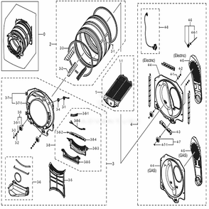 Assembly Drum Diagram and Parts List for DV45K6500GV (A3)(0001) Samsung Dryer
