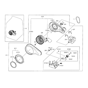 Motor-Duct Diagram and Parts List for DV56H9000GP A2-0000 Samsung Dryer