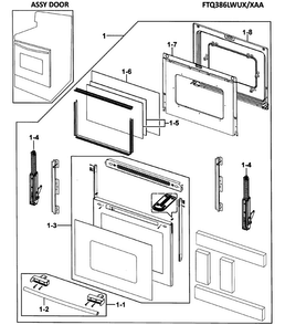 Part Location Diagram of DG97-00080A Samsung Assembly HINGE;FTQ386LWUX,-,