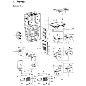 Freezer Diagram and Parts List for RF22M9581SG AA-0000 Samsung Refrigerator