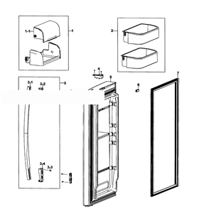 Door Right Diagram and Parts List for RF266ACWP XAA-00 Samsung Refrigerator
